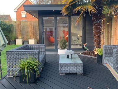 Garden Room In Coventry, With Composite Decking For Outdoor Seating Area